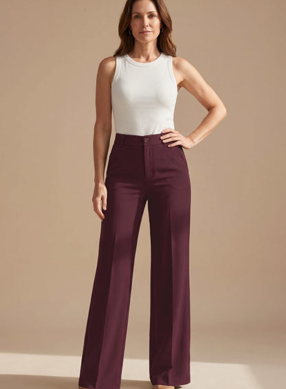 Ida | High-Waisted Trousers Navy Tailored Straight-Leg for Women