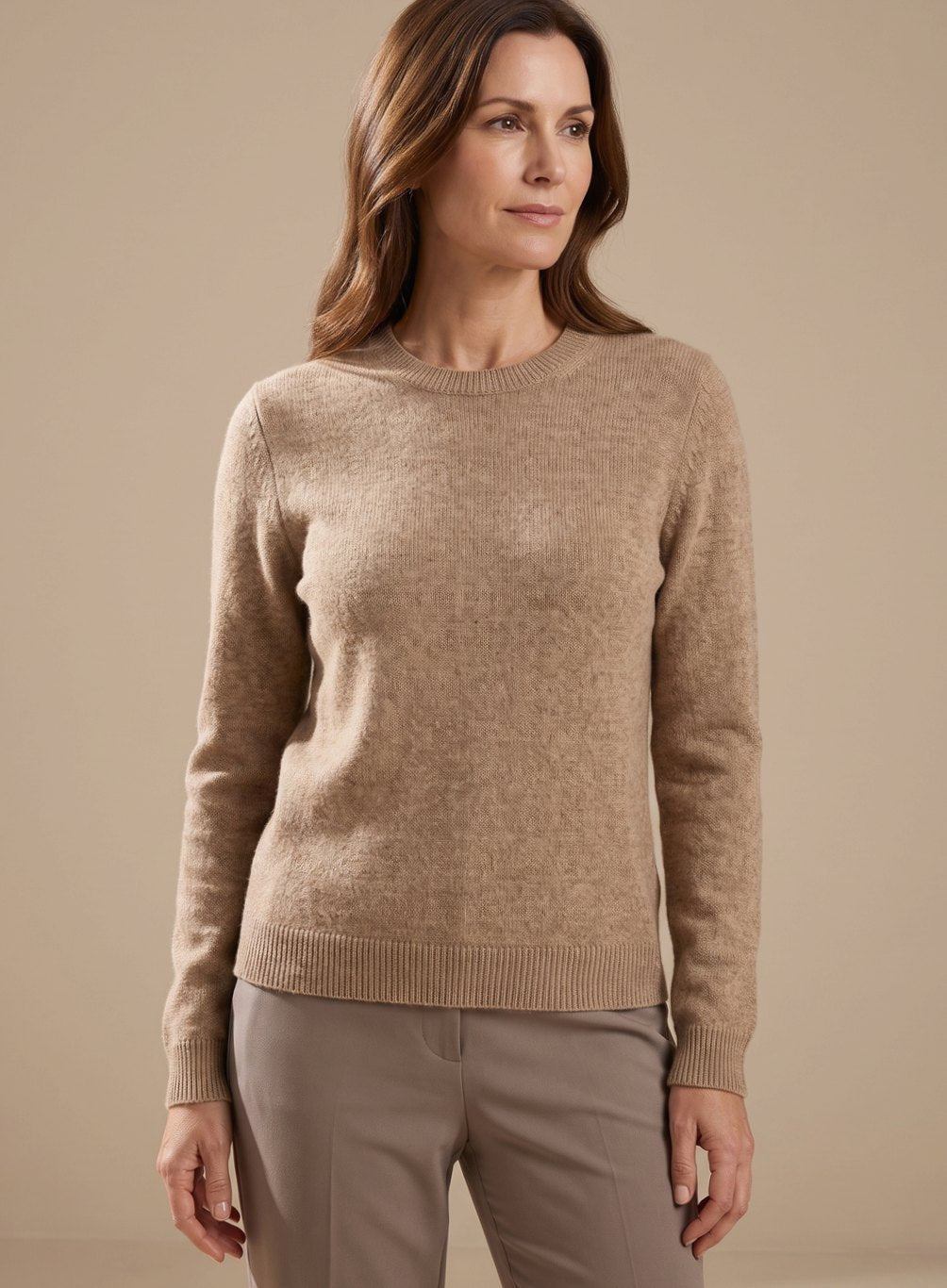 Griselda | Knit Lounge Set Taupe Turtleneck Wide-Leg for Women