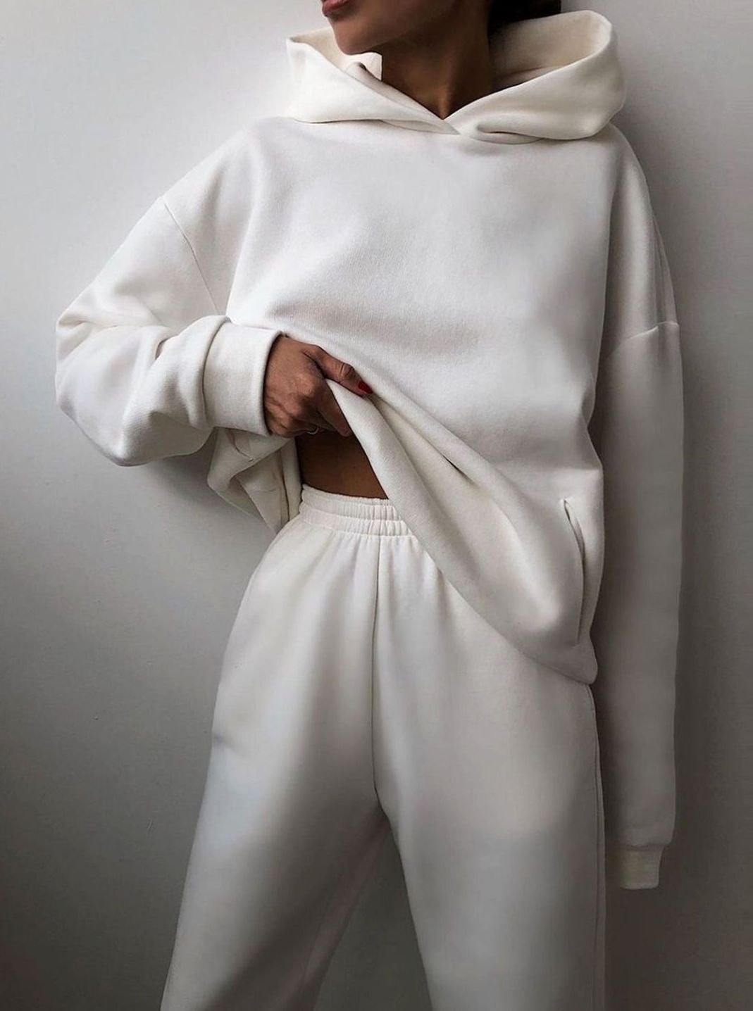 Regina | Hoodie and Joggers Set Blue Fleece Oversized for Women