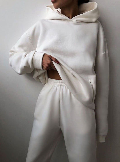Regina | Hoodie and Joggers Set Blue Fleece Oversized for Women