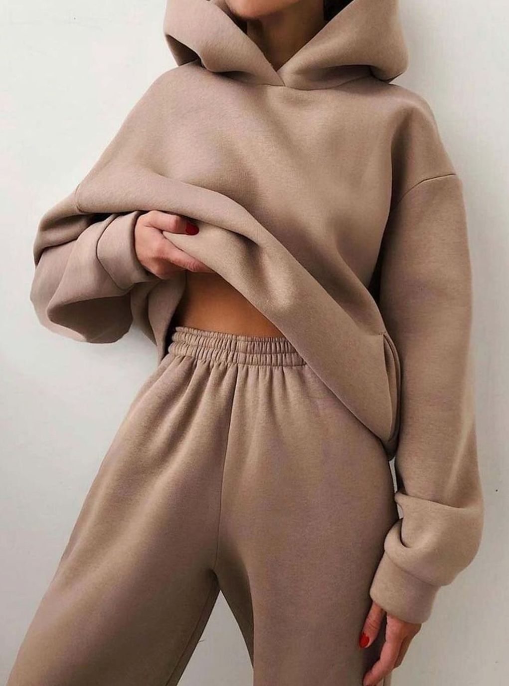 Regina | Hoodie and Joggers Set Blue Fleece Oversized for Women