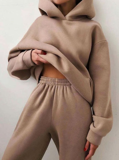 Regina | Hoodie and Joggers Set Blue Fleece Oversized for Women