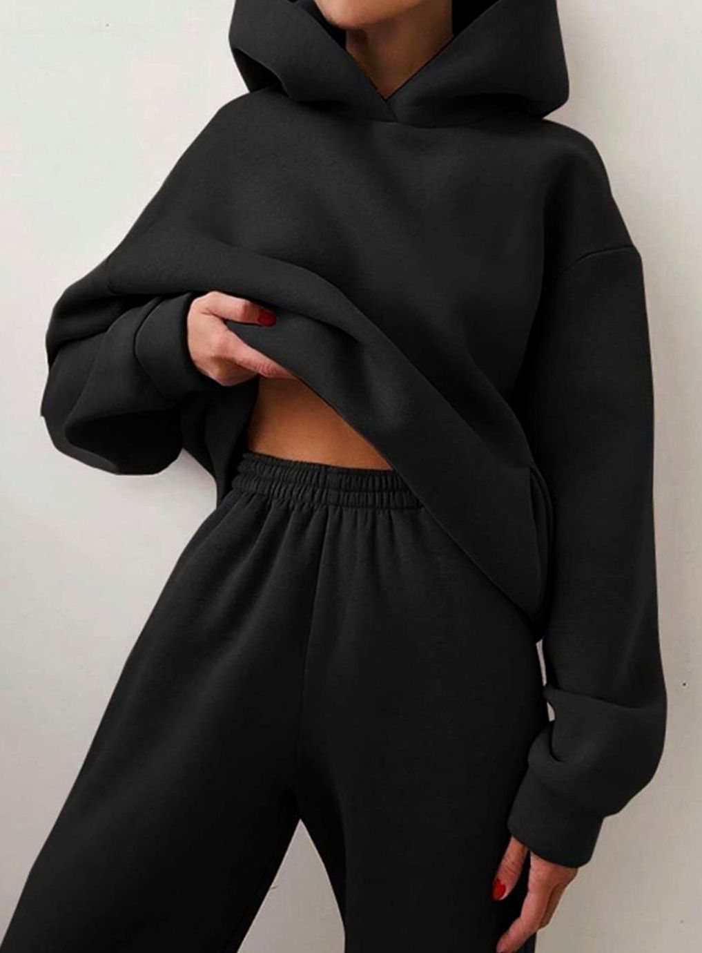 Regina | Hoodie and Joggers Set Blue Fleece Oversized for Women