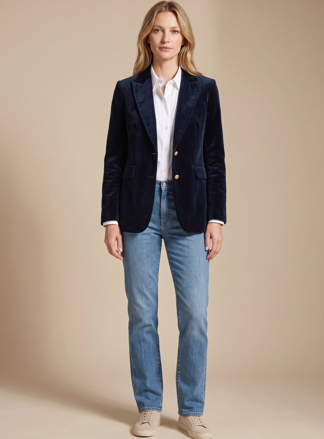 Lettice | Blazer Emerald Green Velvet Gold-Button Slim-Fit for Women