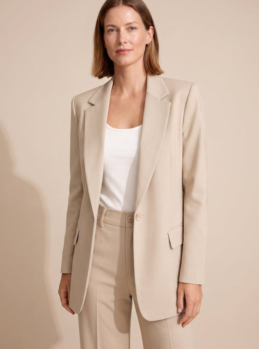 Lilian | Blazer Suit Set Beige Tailored Wide-Leg for Women