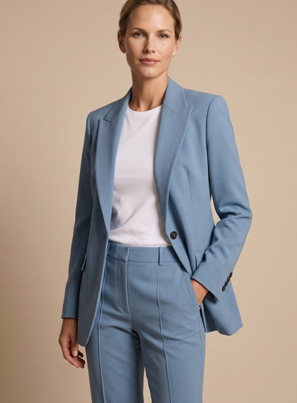Lilian | Blazer Suit Set Beige Tailored Wide-Leg for Women