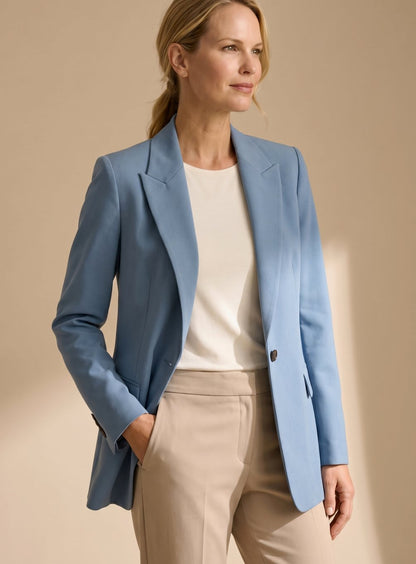 Lilian | Blazer Suit Set Beige Tailored Wide-Leg for Women