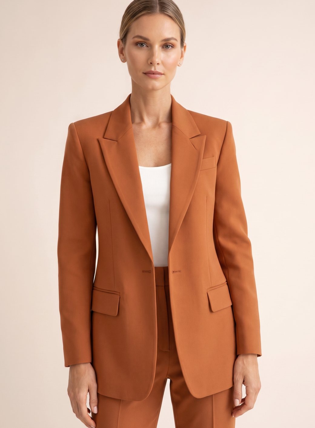 Lilian | Blazer Suit Set Beige Tailored Wide-Leg for Women