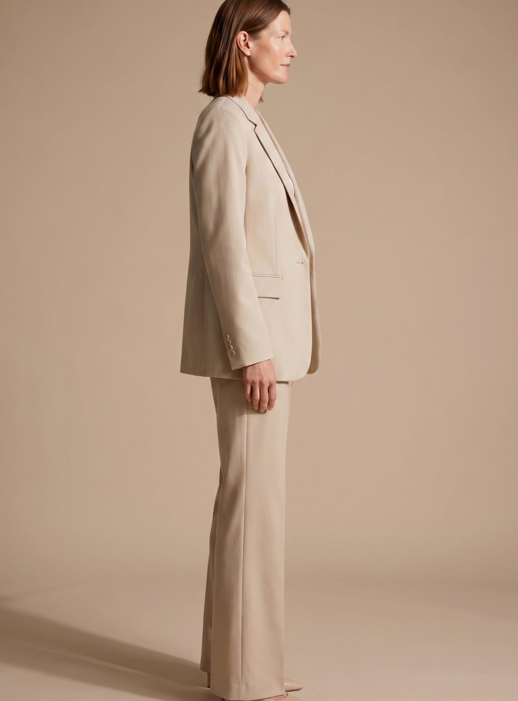 Lilian | Blazer Suit Set Beige Tailored Wide-Leg for Women