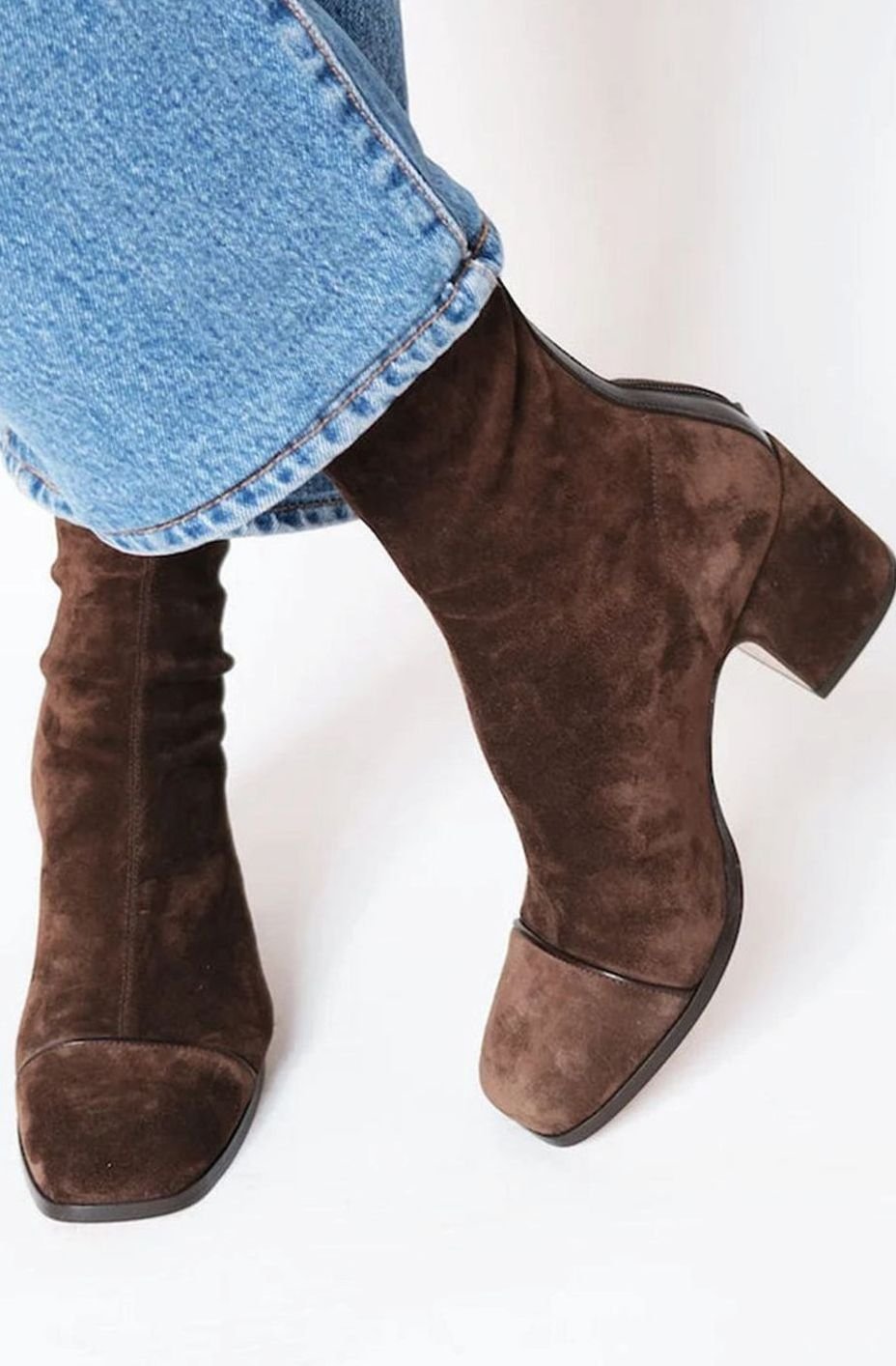 Gladys | Ankle Boots Brown Suede Block Heel for Women
