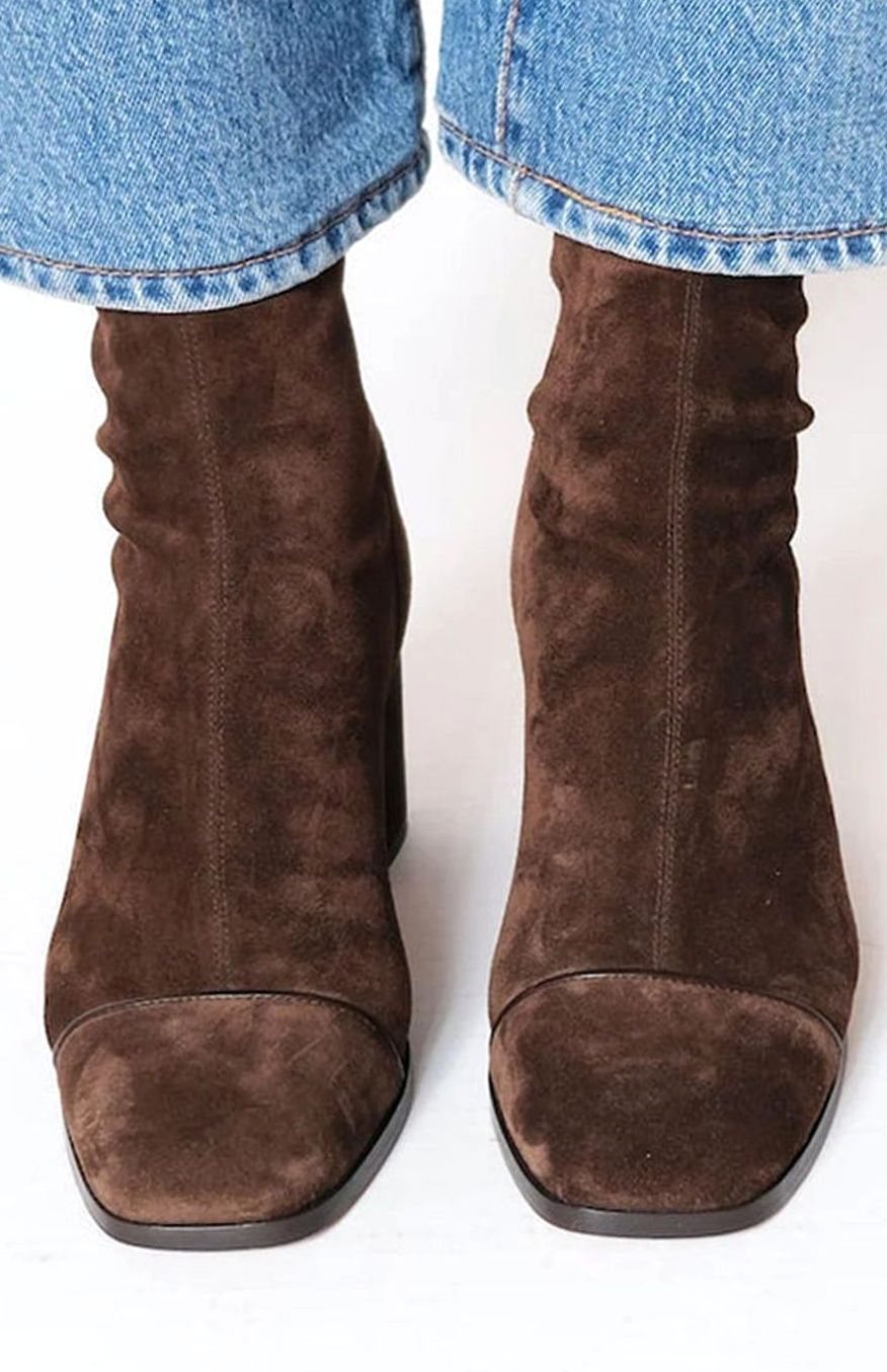 Gladys | Ankle Boots Brown Suede Block Heel for Women