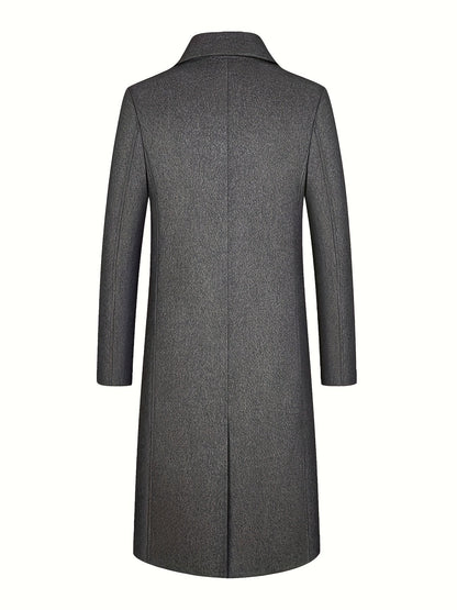 Delia | Long Overcoat Grey Wool Blend Tailored Button Front for Women