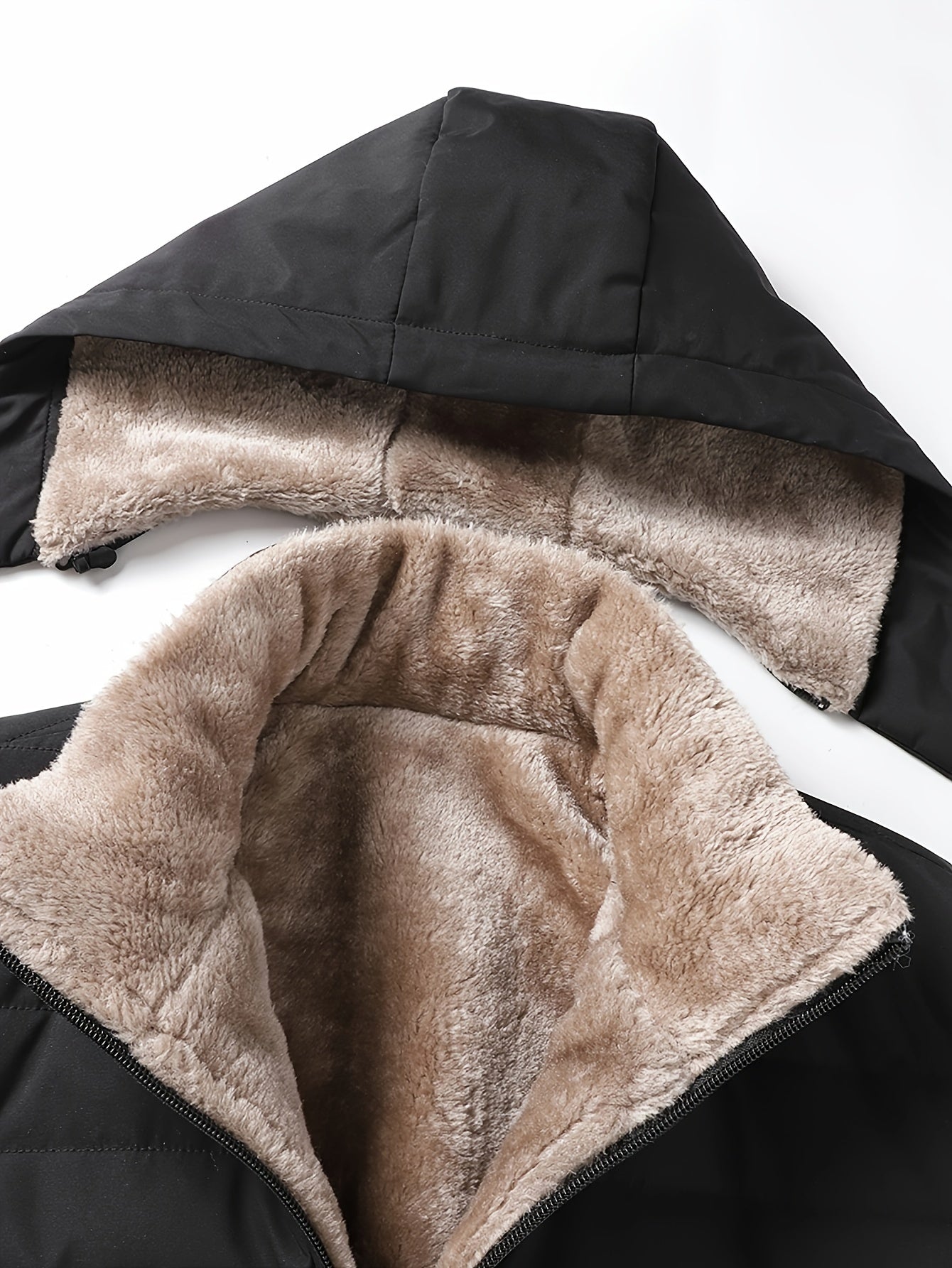 Sybil | Hooded Coat Black Fleece-Lined Insulated for Women