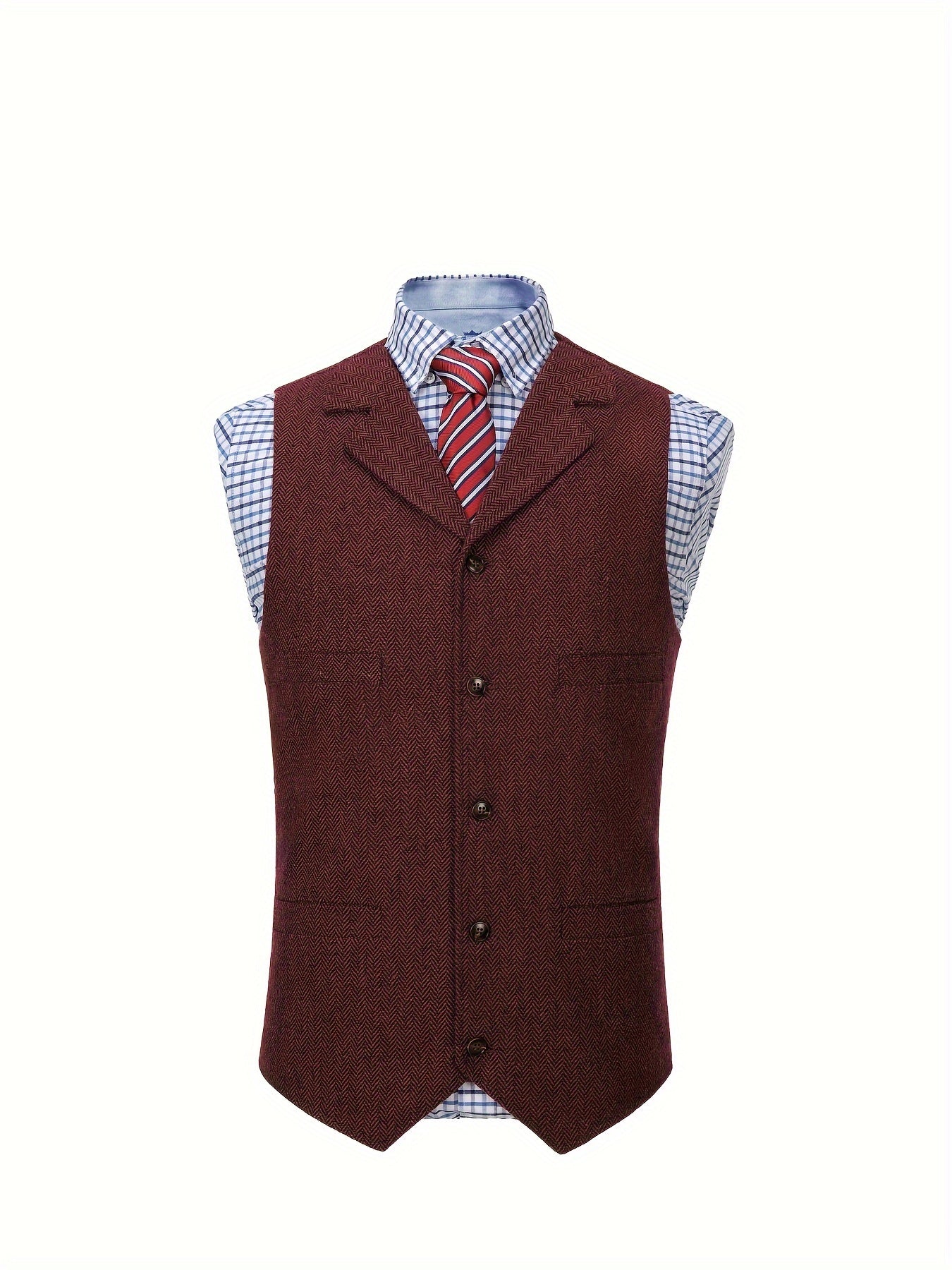 Etta | Waistcoat Brown Herringbone Tweed Notched Lapel for Women
