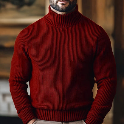 Cedric | Ribbed Sweater Burgundy Turtleneck for Men