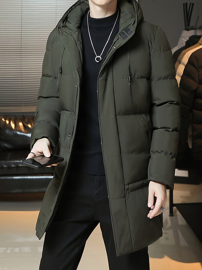 Wilhelmina | Longline Puffer Coat Black Hooded Quilted for Women