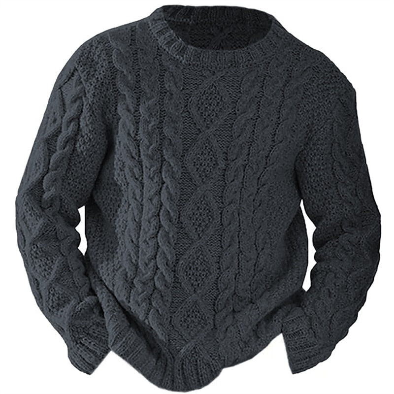 Ambrose | Cable Knit Sweater Cream Crew Neck for Men