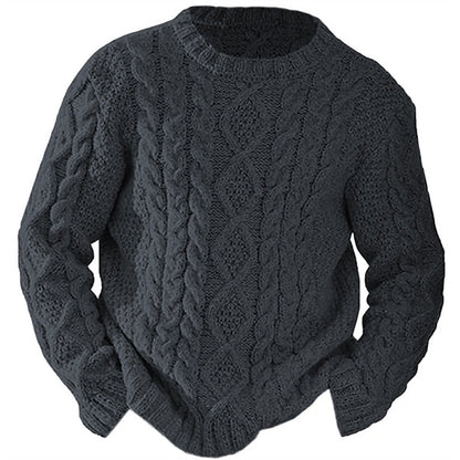 Ambrose | Cable Knit Sweater Cream Crew Neck for Men