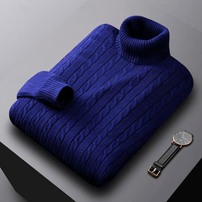 Basil | Cable Knit Sweater Grey Turtleneck for Men
