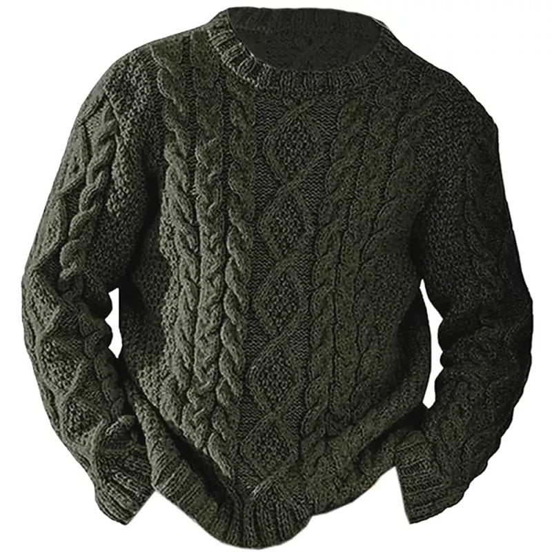 Ambrose | Cable Knit Sweater Cream Crew Neck for Men