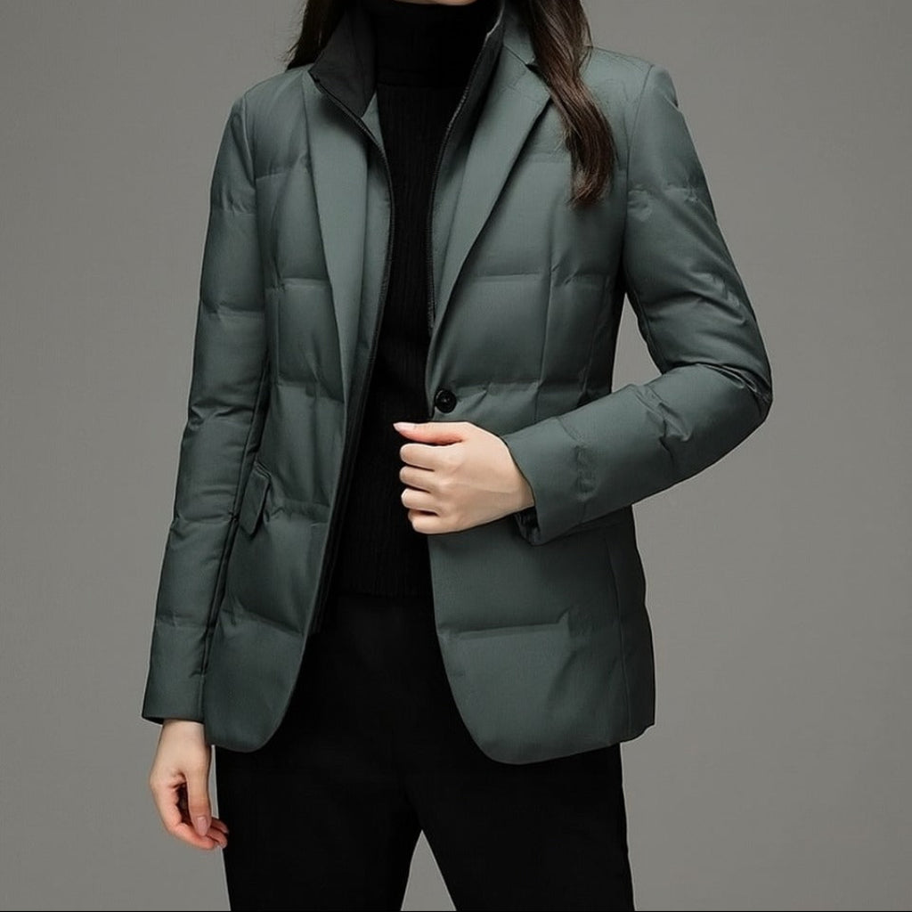 Seraphina | Puffer Blazer Jacket Black Quilted Insulated for Women