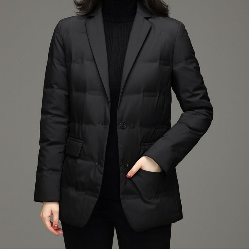 Seraphina | Puffer Blazer Jacket Black Quilted Insulated for Women