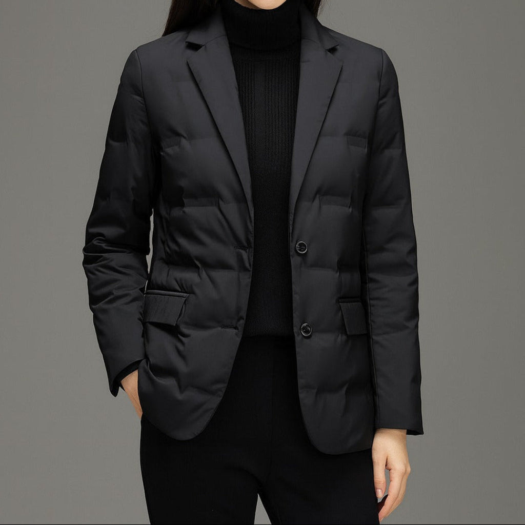 Seraphina | Puffer Blazer Jacket Black Quilted Insulated for Women