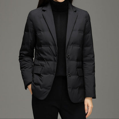 Seraphina | Puffer Blazer Jacket Black Quilted Insulated for Women