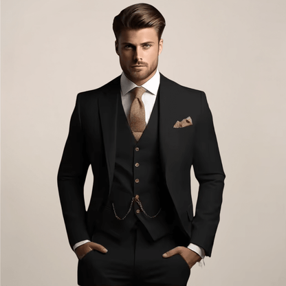 Archer | Three-Piece Suit Black Slim Fit Formal for Men