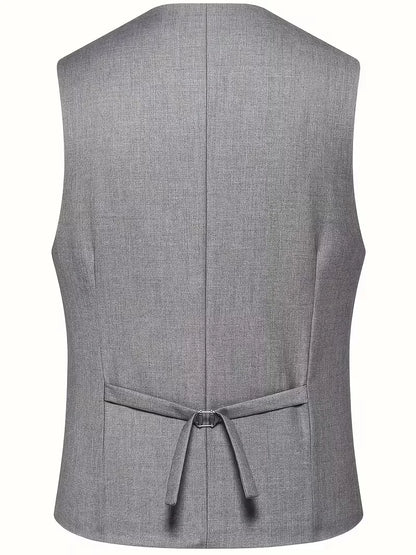 Nathaniel | Suit Black Slim Fit Three-Piece Double-Breasted Waistcoat for Men