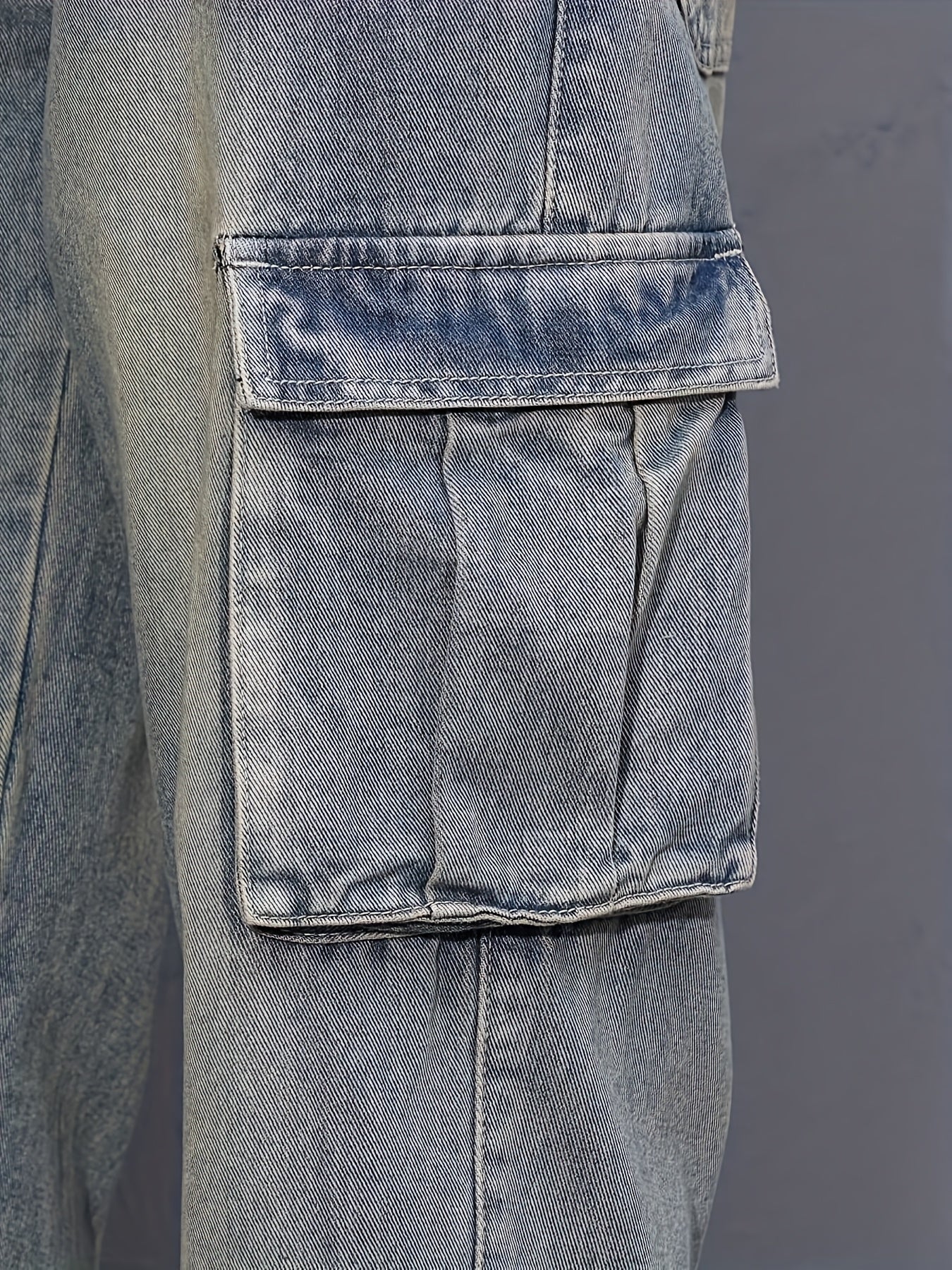 Silas | Cargo Trousers Grey Washed Denim Relaxed Fit for Men