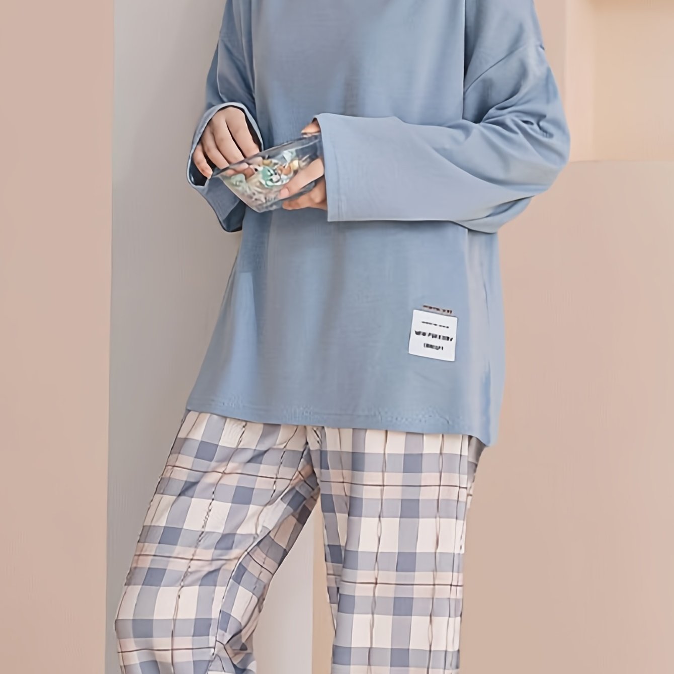 Wynne | Loungewear Set Pink Plaid Relaxed for Women