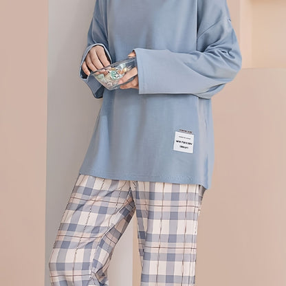 Wynne | Loungewear Set Pink Plaid Relaxed for Women