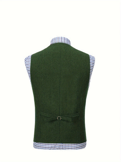 Etta | Waistcoat Brown Herringbone Tweed Notched Lapel for Women