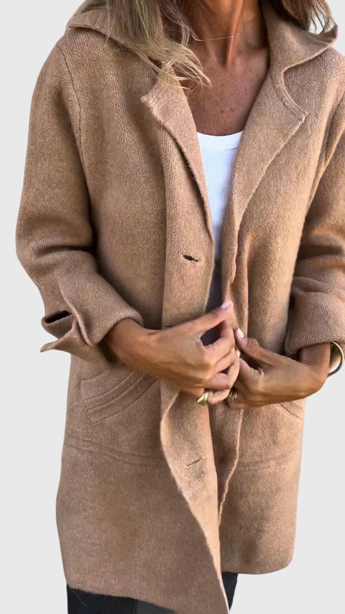 Rosie | Coat Pink Wool-Blend Button-Front Blazer for Women