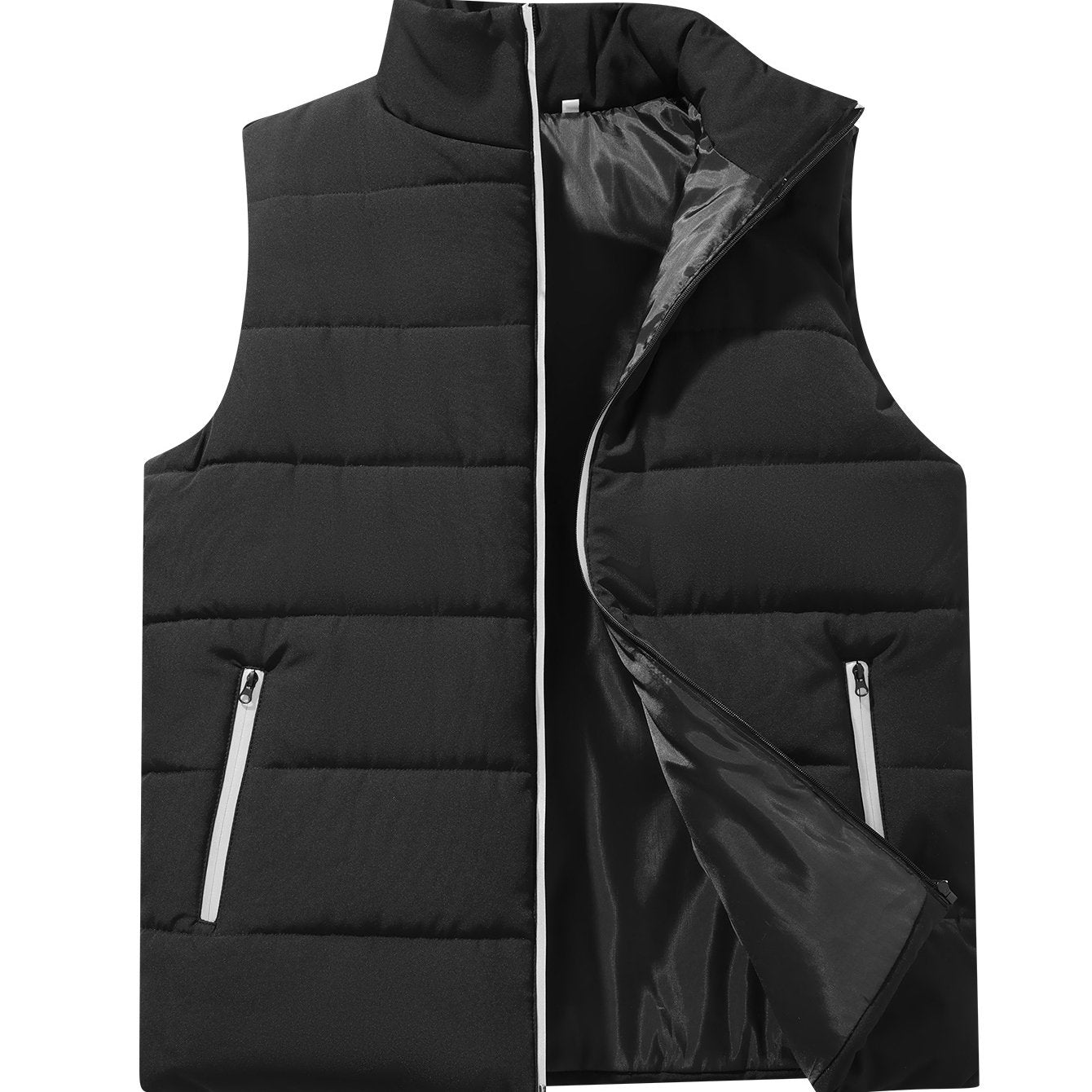 Georgette | Gilet Black Quilted Padded Stand Collar for Women