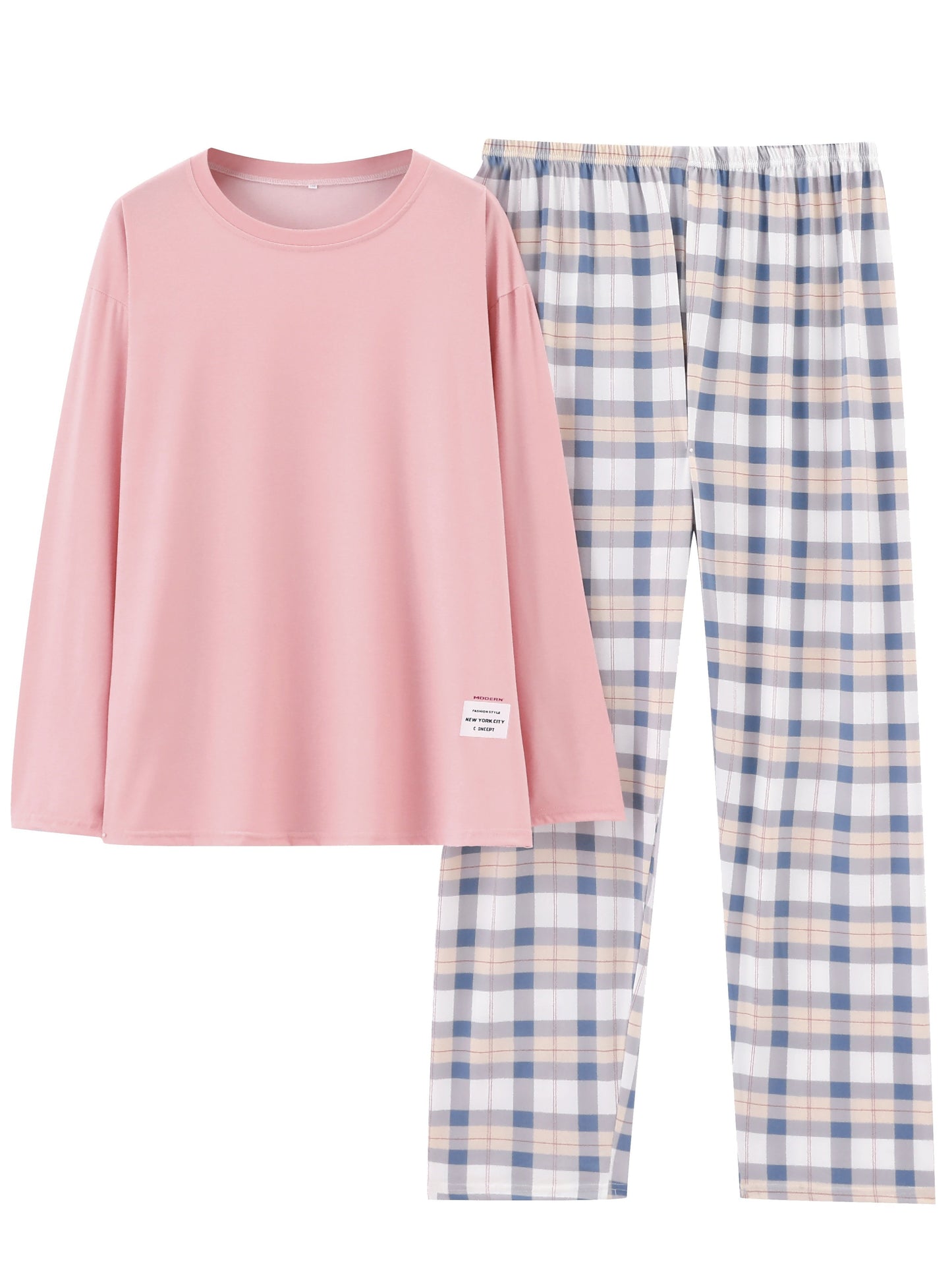 Wynne | Loungewear Set Pink Plaid Relaxed for Women