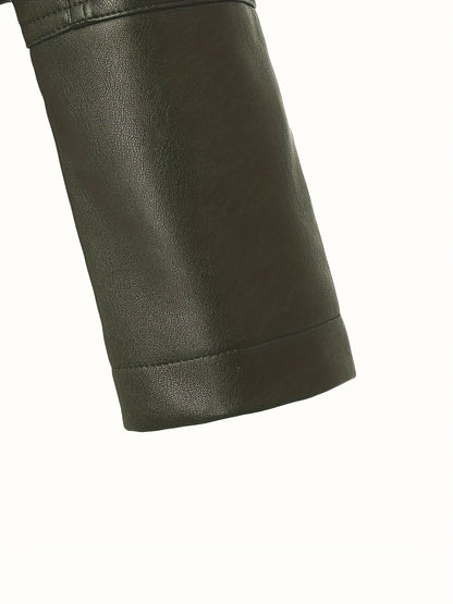 Briony | Biker Jacket Black Faux Leather Asymmetric Zip for Women
