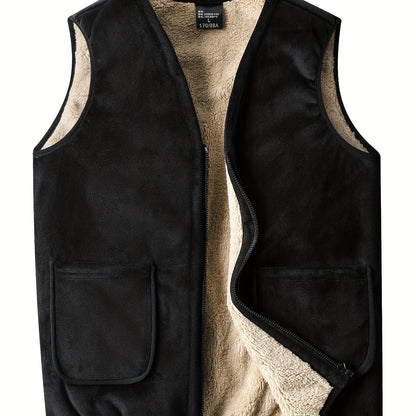 Hester | Gilet Black Fleece-Lined Zip-Up for Women