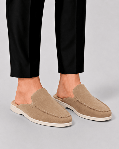 Jasper | Loafers Black Suede Open Back Slip-On for Men