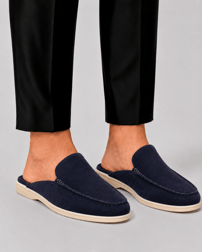 Jasper | Loafers Black Suede Open Back Slip-On for Men