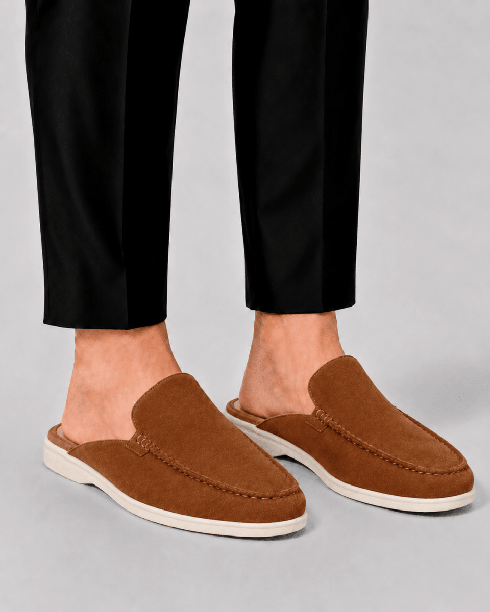 Jasper | Loafers Black Suede Open Back Slip-On for Men