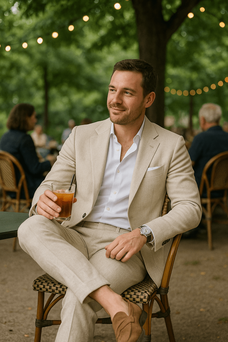 Crispin | Suit Sage Green Linen Slim Fit for Men