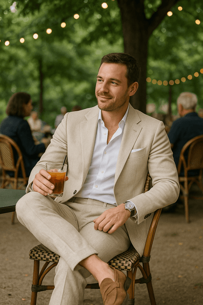 Crispin | Suit Sage Green Linen Slim Fit for Men