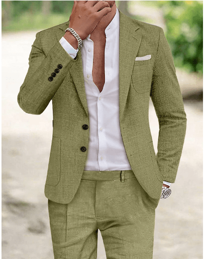 Crispin | Suit Sage Green Linen Slim Fit for Men