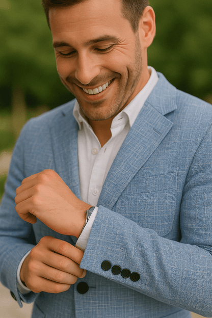 Crispin | Suit Sage Green Linen Slim Fit for Men