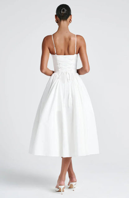 Arden | Midi Party Dress Butter Yellow Structured A-Line Sleeveless for Women
