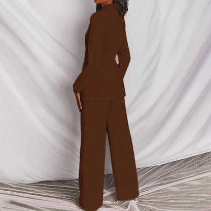 Harriet | Blazer & Wide-Leg Trouser Suit Set Blush Pink Tailored for Women
