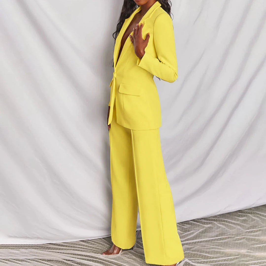 Harriet | Blazer & Wide-Leg Trouser Suit Set Blush Pink Tailored for Women