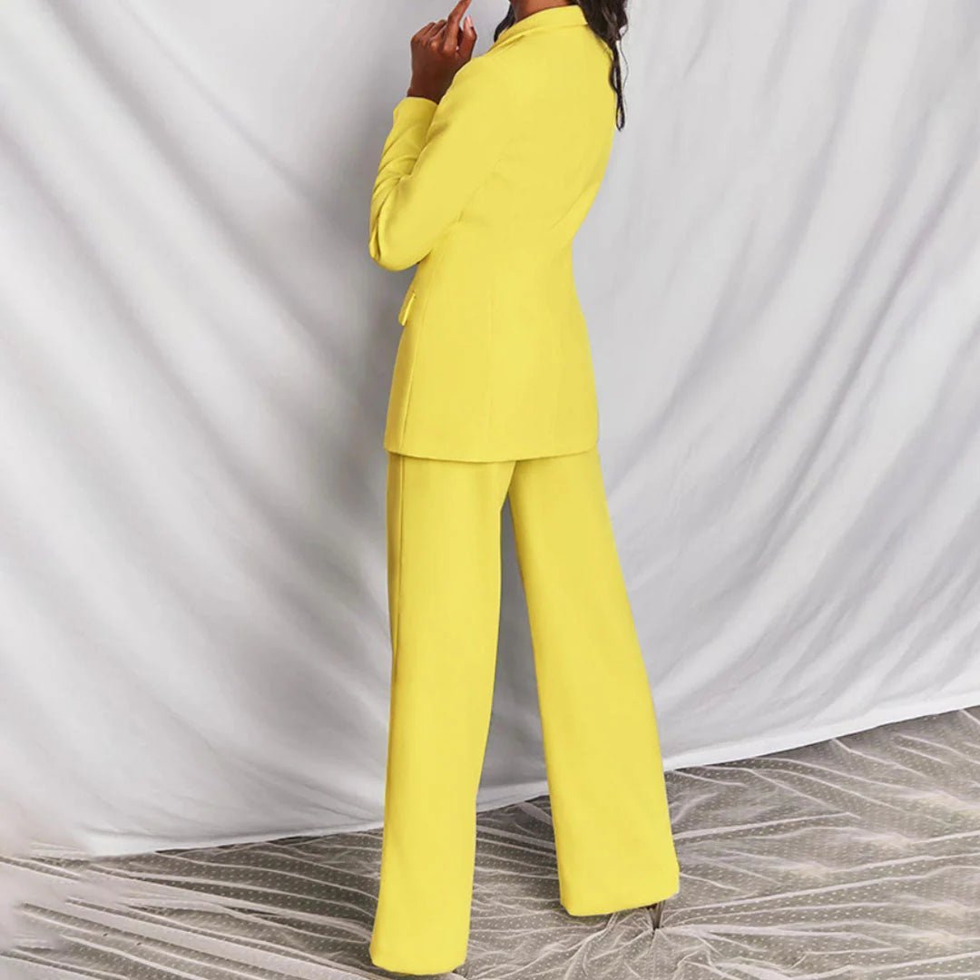 Harriet | Blazer & Wide-Leg Trouser Suit Set Blush Pink Tailored for Women